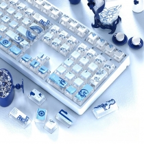 Blue & White Porcelain 104+12 Clear PC+PBT Dye-subbed Pudding Jelly Keycaps Set ASA Profile Mechanical Keyboard